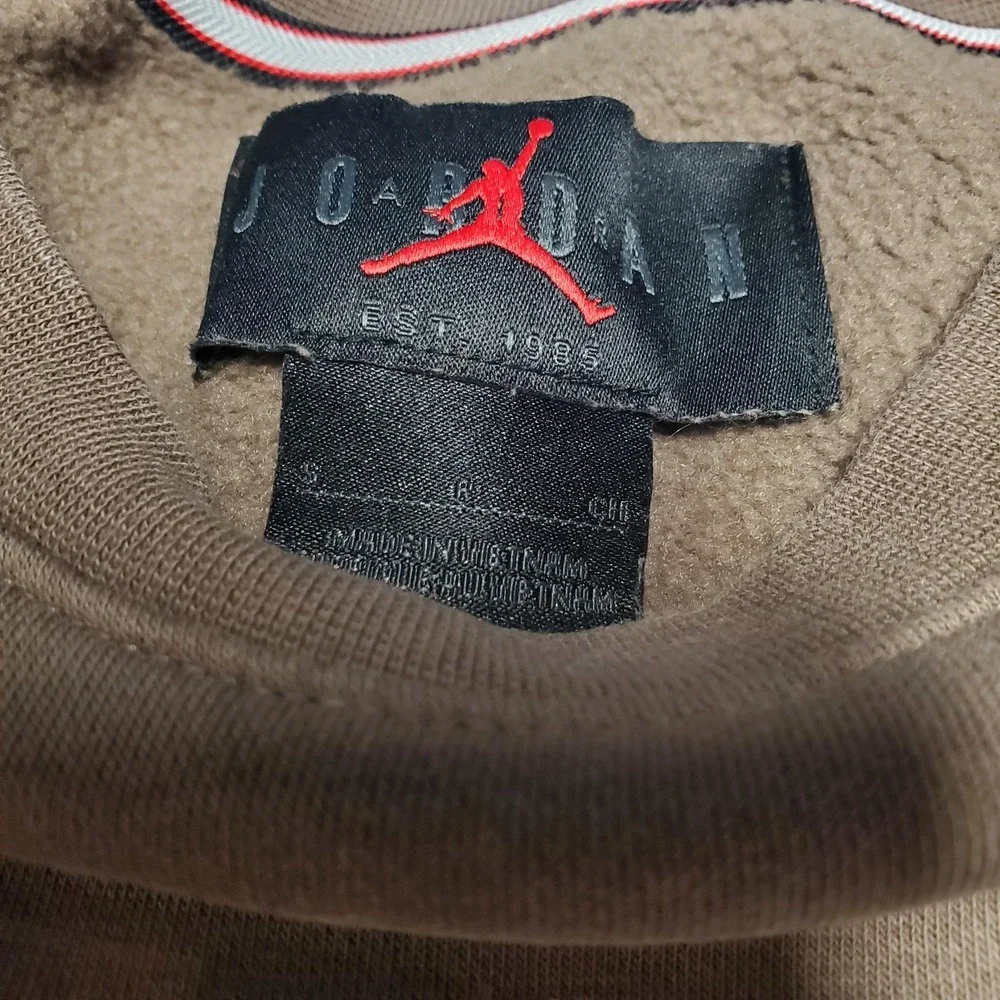 Nike Jordan Sweatshirt Mens Small Brown Fleece Crew Jumpman Logo DQ7520-274